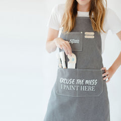 Load image into Gallery viewer, Excuse the Mess, I Paint Here Canvas Apron
